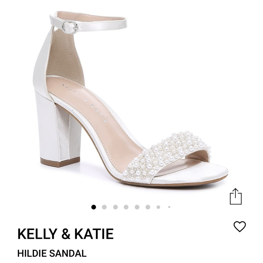 Kelly & Katie Ivory Satin Pearl Block Heel 11M